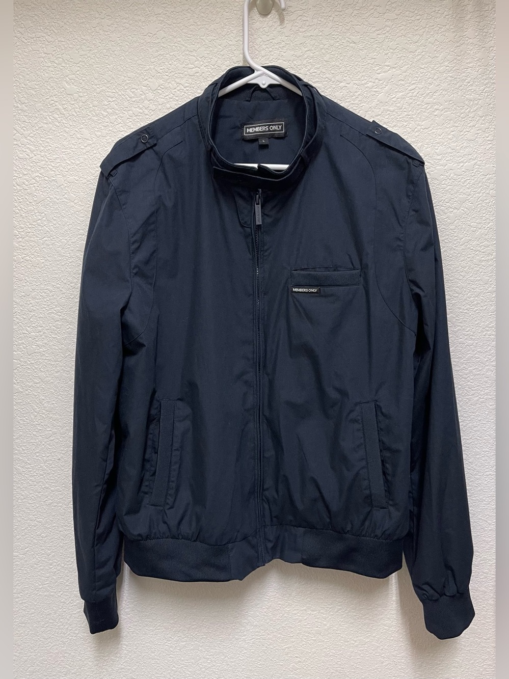 MEMBERS ONLY Navy Blue Classic Iconic Racer Jacket Size L SmartCasual Minimalist